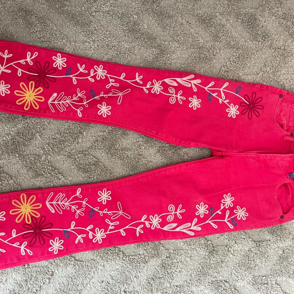 Johnny Was Pink Cropped Baby Boot Jeans - worn few times! excellent condition.